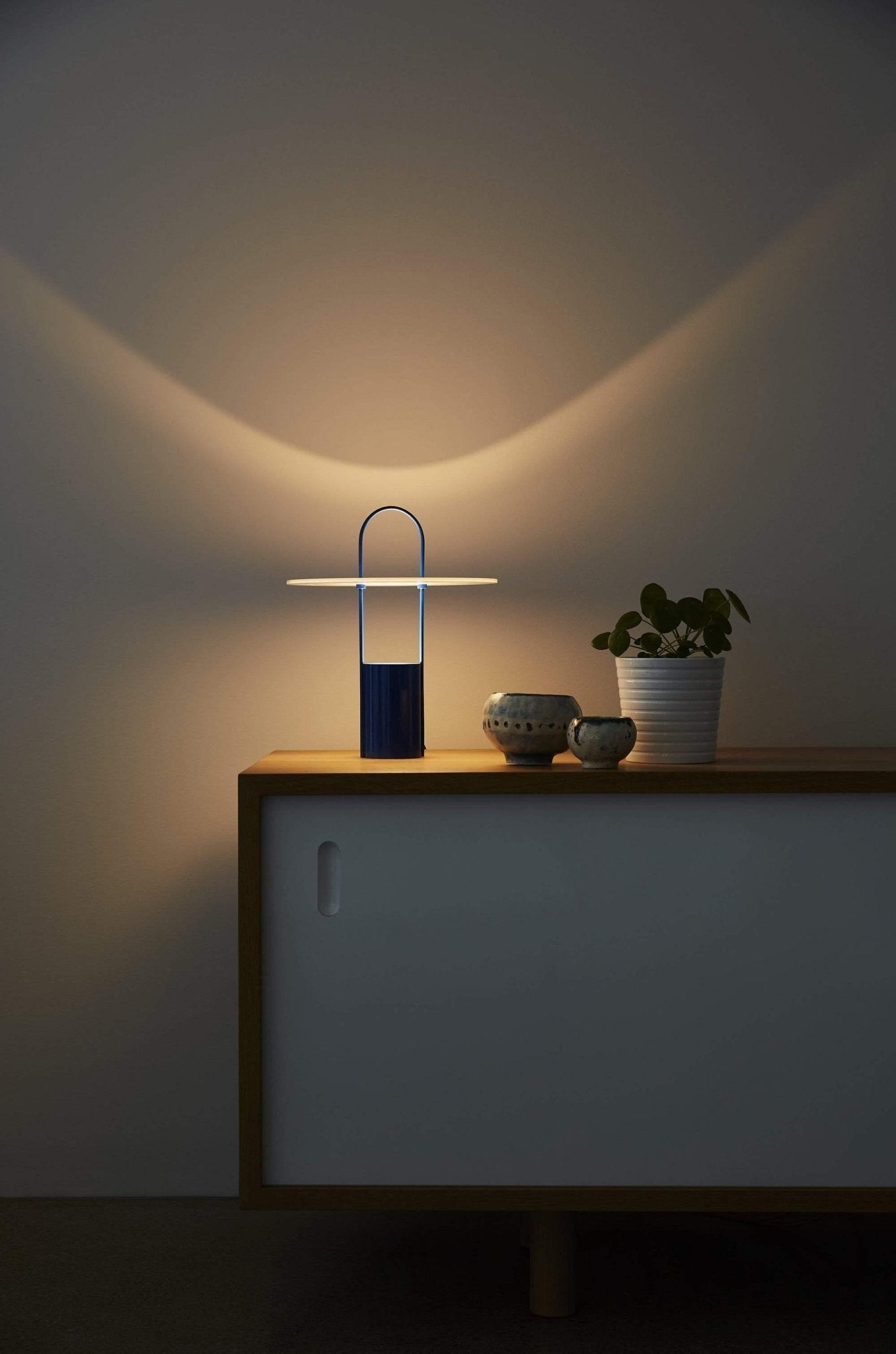 Nomade Modern Industrial Table Lamp with Carry Handle and Acrylic Diffuser for Bedside and Office