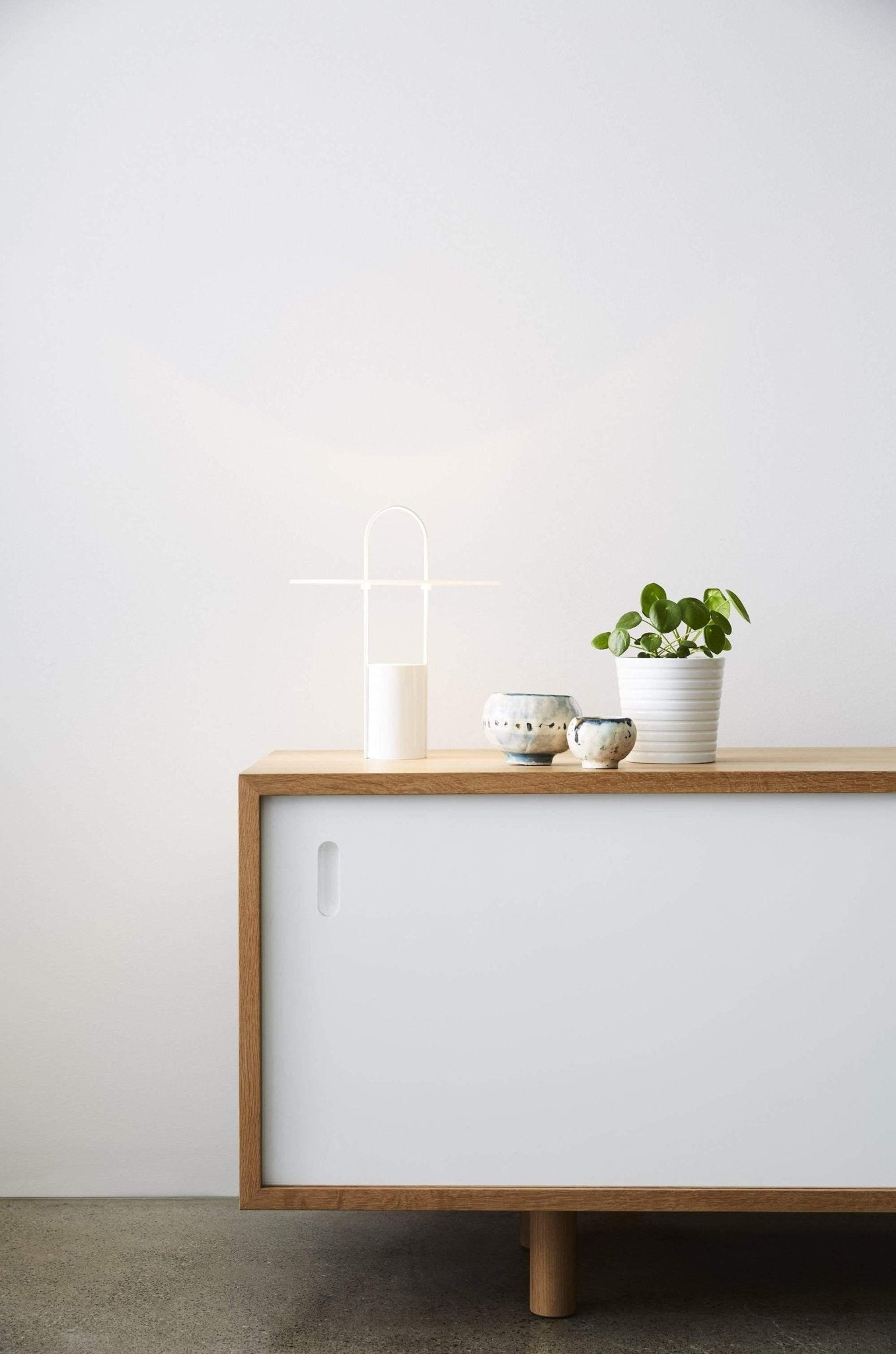 Nomade Modern Industrial Table Lamp with Carry Handle and Acrylic Diffuser for Bedside and Office