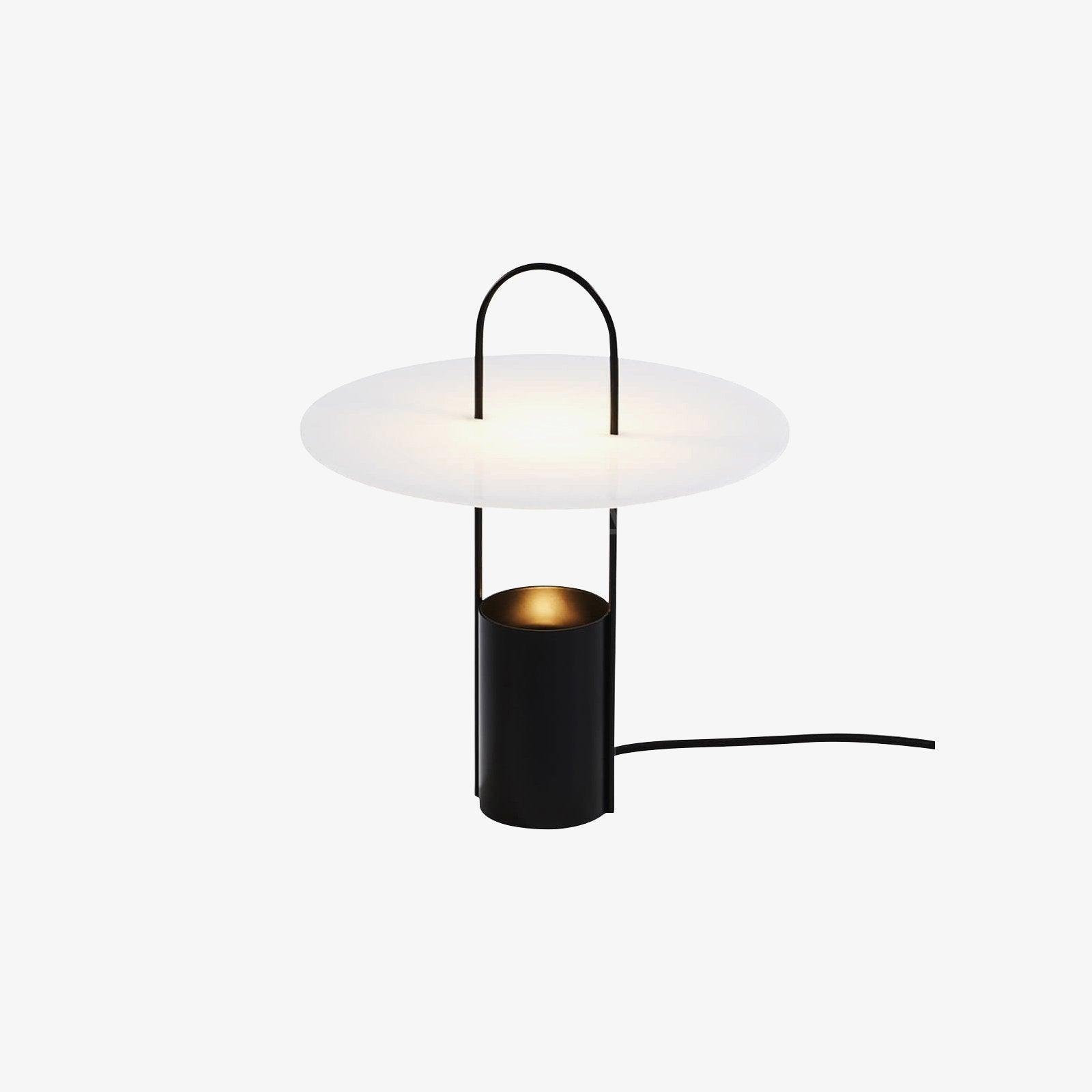 Nomade Modern Industrial Table Lamp with Carry Handle and Acrylic Diffuser for Bedside and Office