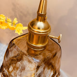 Nordic Amber Glass LED Pendant Light with Electroplated Metal Hanging Lamp for Island