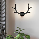Nordic Antler Iron LED Wall Sconce with Pull Switch for Modern Bedroom Corridor Lighting