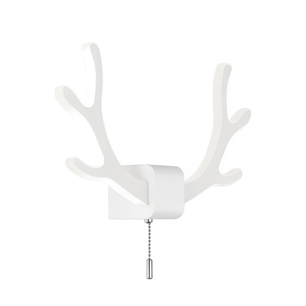 Nordic Antler Iron LED Wall Sconce with Pull Switch for Modern Bedroom Corridor Lighting