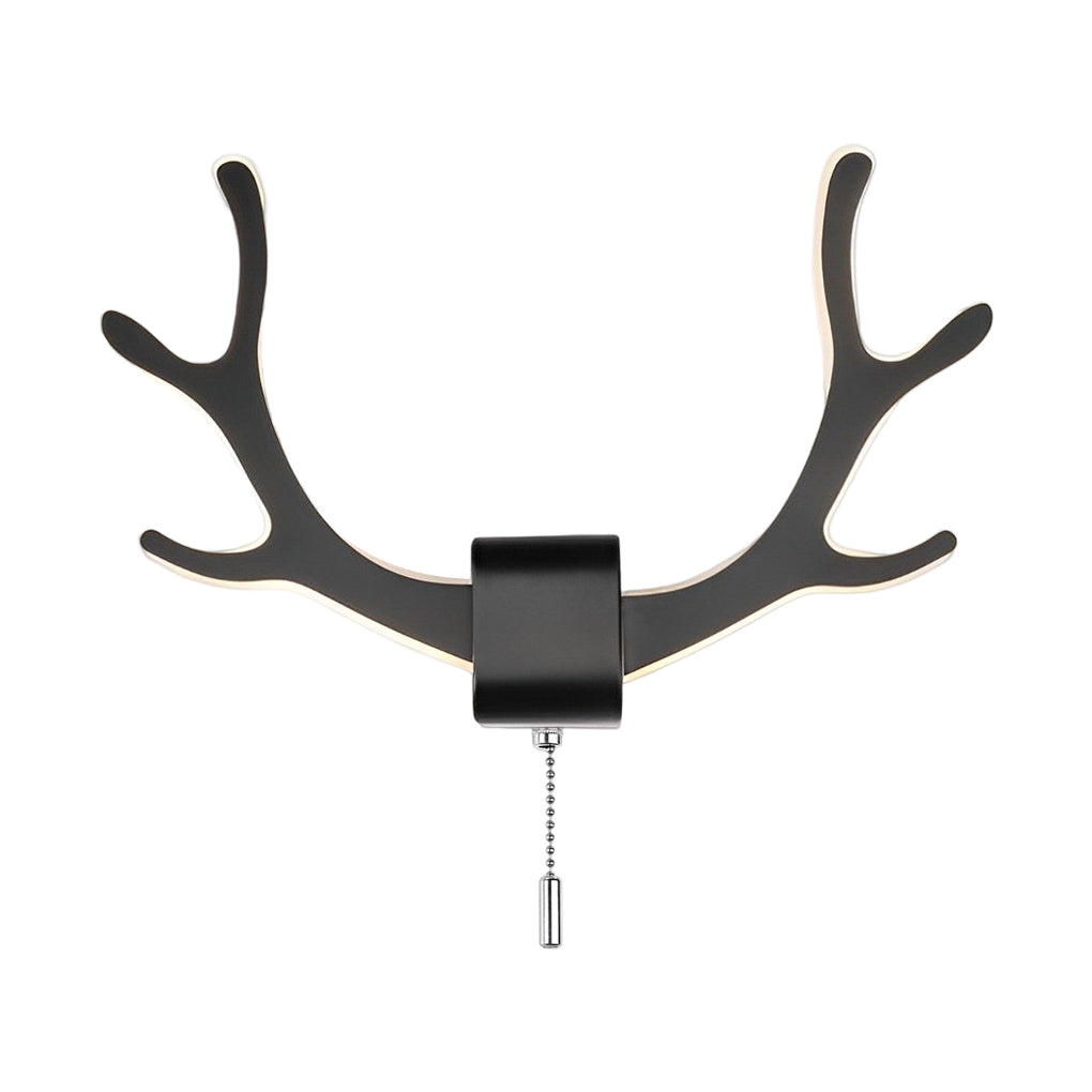 Nordic Antler Iron LED Wall Sconce with Pull Switch for Modern Bedroom Corridor Lighting