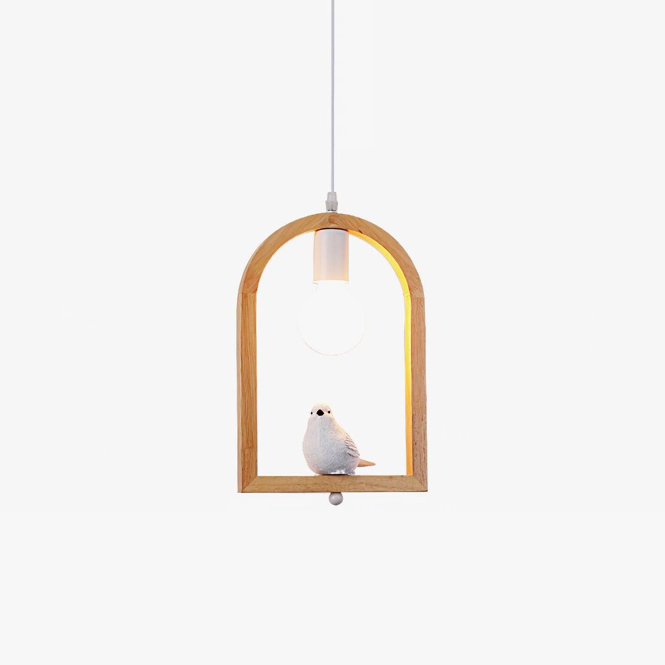 Nordic Bird House Resin Pendant Light Wood Geometric Hanging Lamp for Modern Home Decor