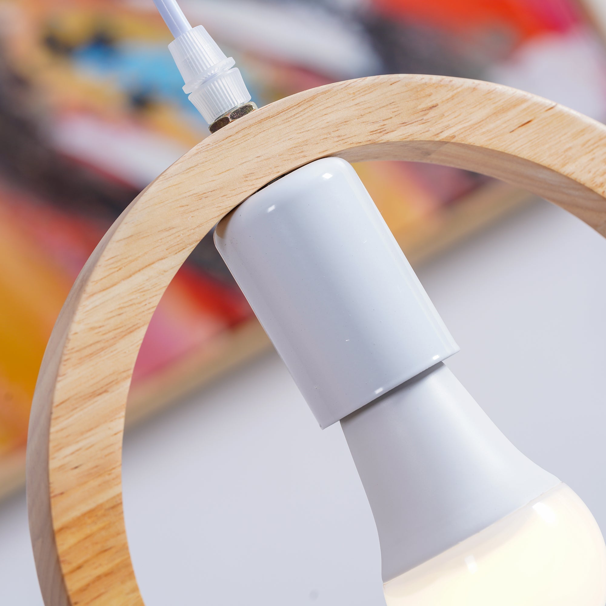 Nordic Bird House Resin Pendant Light Wood Geometric Hanging Lamp for Modern Home Decor