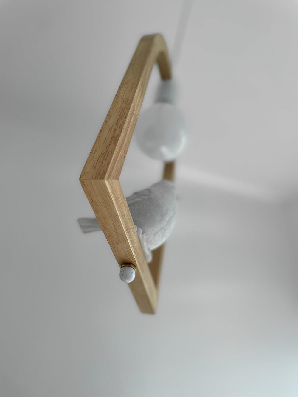 Nordic Bird House Resin Pendant Light Wood Geometric Hanging Lamp for Modern Home Decor
