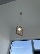 Nordic Bird House Resin Pendant Light Wood Geometric Hanging Lamp for Modern Home Decor