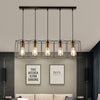 Nordic Black Metal Square Line Pendant Light for Kitchen Island Modern Geometric 5 Light Chandelier