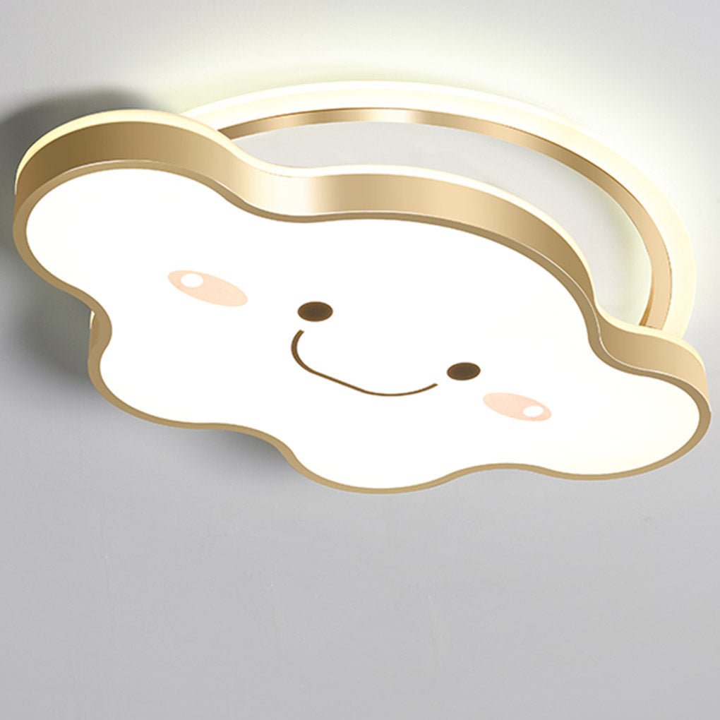 Whimsical Gold Cloud Shaped LED Ceiling Light Three Tone Dimmable Flush Mount Lamp