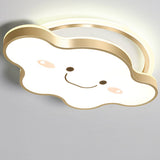 Whimsical Gold Cloud Shaped LED Ceiling Light Three Tone Dimmable Flush Mount Lamp