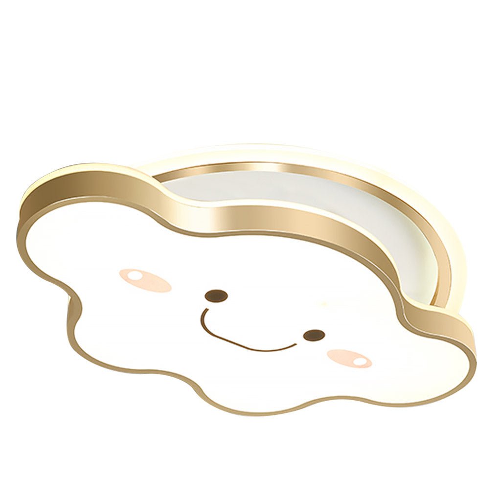 Whimsical Gold Cloud Shaped LED Ceiling Light Three Tone Dimmable Flush Mount Lamp