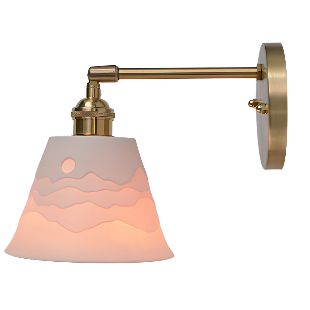 Nordic Ceramic Mountain Landscape LED Pendant Light and Wall Sconce with Copper Accents