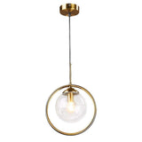 Nordic Circle Glass Pendant Light Modern LED Bedside Hanging Fixture for Kitchen Island and Bedroom