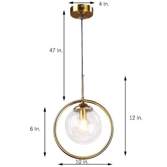 Nordic Circle Glass Pendant Light Modern LED Bedside Hanging Fixture for Kitchen Island and Bedroom