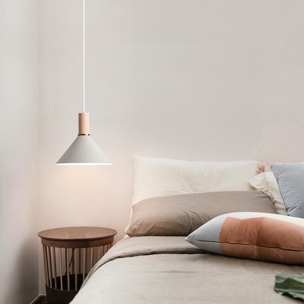 Nordic Cone Shaped Metal Island Pendant Light Minimalist Hanging Ceiling Lamp for Bedroom and Kitchen