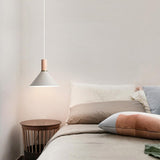 Nordic Cone Shaped Metal Island Pendant Light Minimalist Hanging Ceiling Lamp for Bedroom and Kitchen