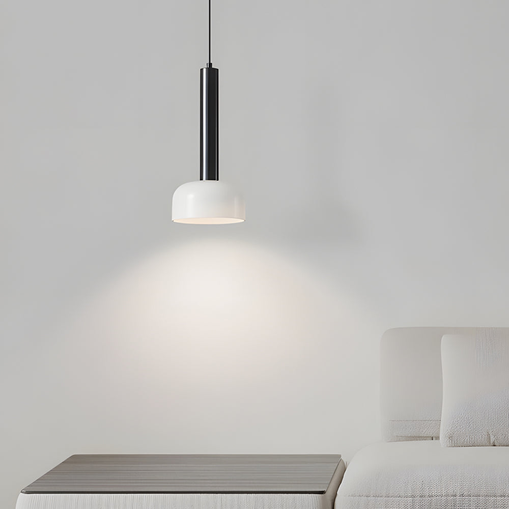 Nordic Copper Tube LED Pendant Light with White Glass Bowl Shade for Bedroom and Living Room