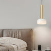 Nordic Copper Tube LED Pendant Light with White Glass Bowl Shade for Bedroom and Living Room
