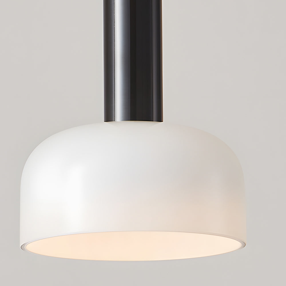 Nordic Copper Tube LED Pendant Light with White Glass Bowl Shade for Bedroom and Living Room