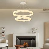Nordic Cream Style Designer Ring LED Chandelier Adjustable Dimming Ceiling Pendant Light