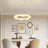 Nordic Cream Style Designer Ring LED Chandelier Adjustable Dimming Ceiling Pendant Light