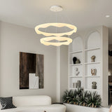 Nordic Cream Style Designer Ring LED Chandelier Adjustable Dimming Ceiling Pendant Light