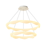 Nordic Cream Style Designer Ring LED Chandelier Adjustable Dimming Ceiling Pendant Light