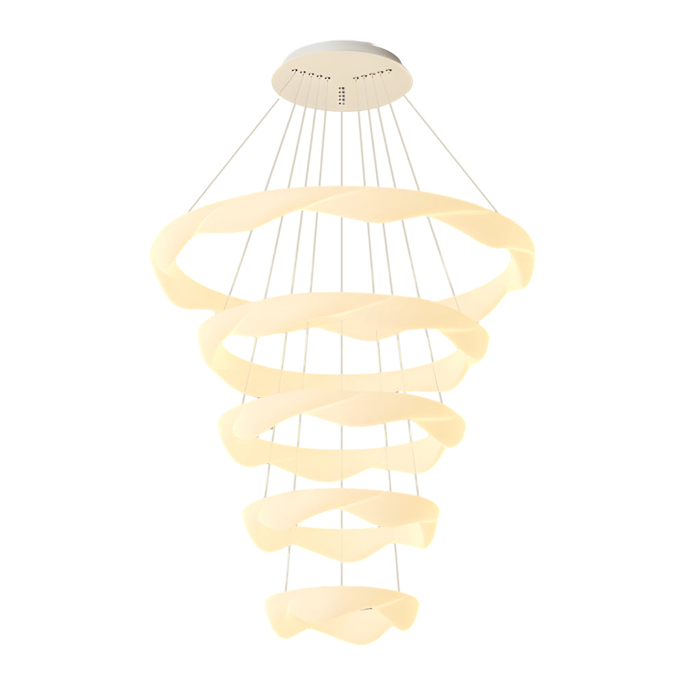 Nordic Cream Style Designer Ring LED Chandelier Adjustable Dimming Ceiling Pendant Light