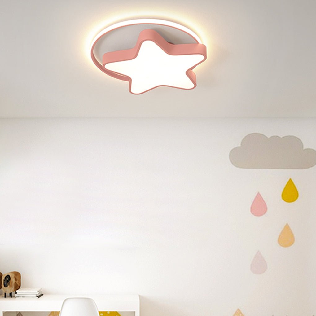 Modern Five Pointed Star LED Ceiling Light Dimmable Flush Mount Lamp for Kids Bedroom