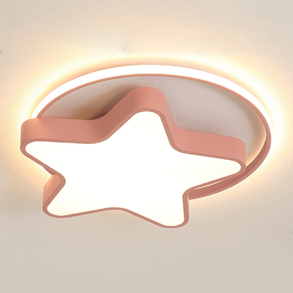 Modern Five Pointed Star LED Ceiling Light Dimmable Flush Mount Lamp for Kids Bedroom