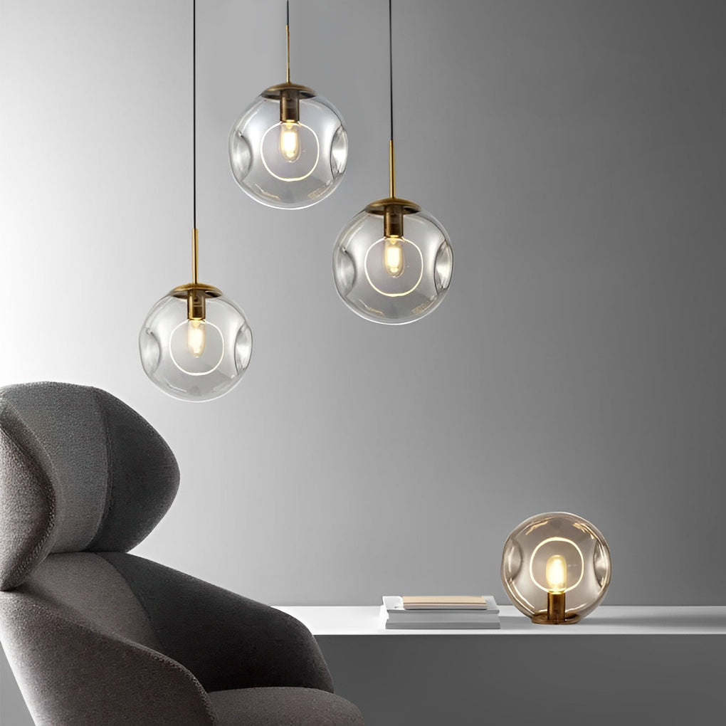 Nordic Creative Glass Globe Pendant Light Modern Small Chandelier for Dining Room and Bedroom