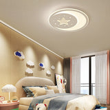 Modern Star and Moon Dimmable LED Ceiling Light Ultra Thin Fixture with Remote Control for Kids Bedroom