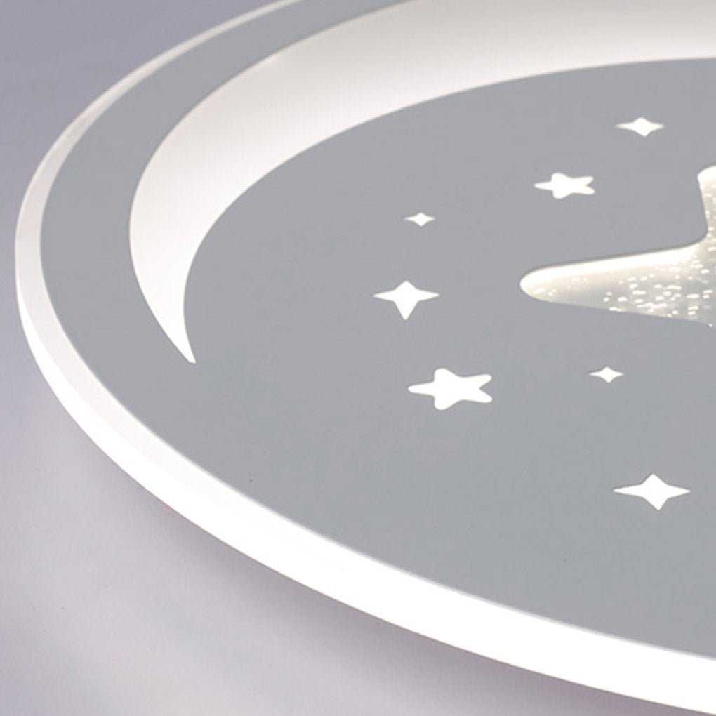 Modern Star and Moon Dimmable LED Ceiling Light Ultra Thin Fixture with Remote Control for Kids Bedroom