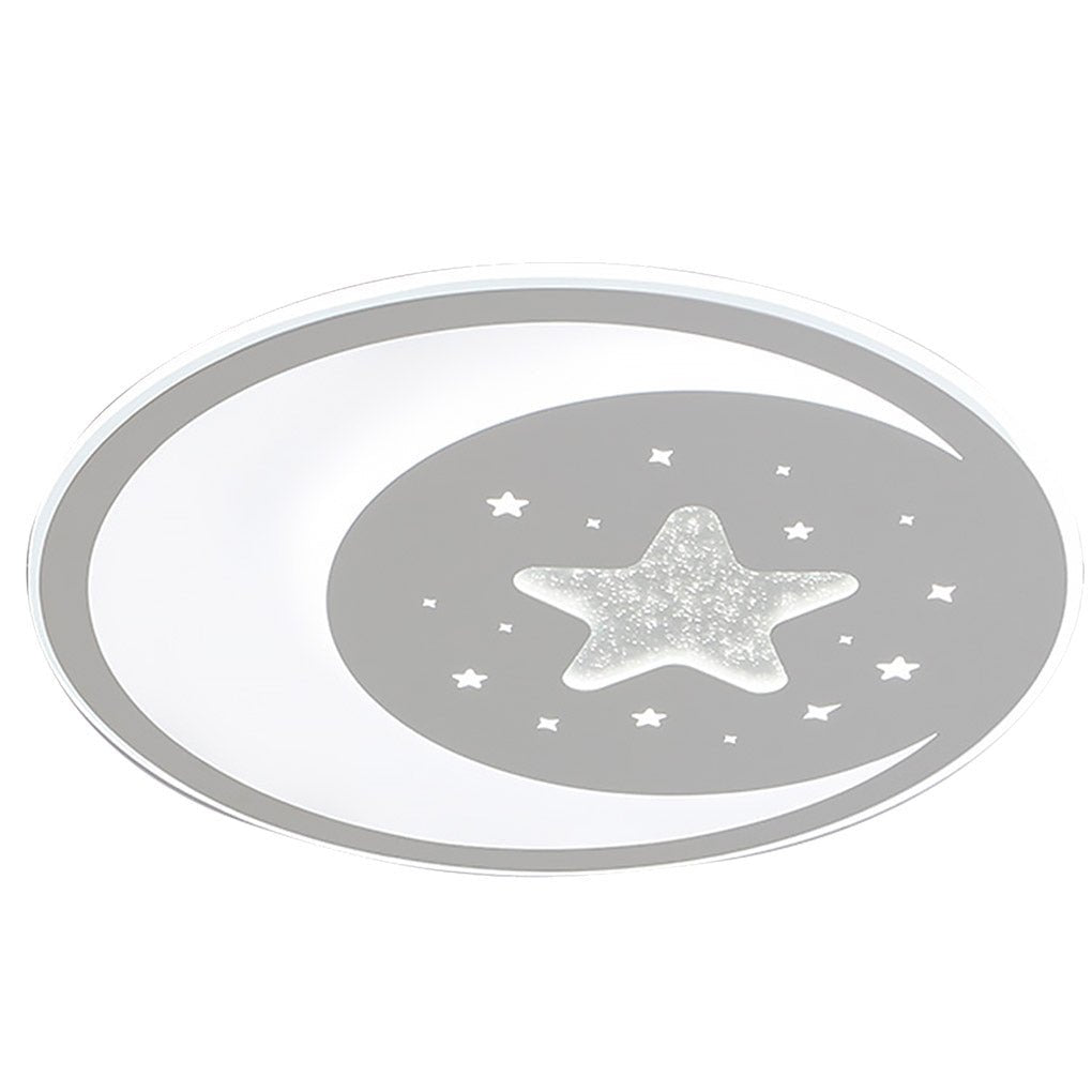 Modern Star and Moon Dimmable LED Ceiling Light Ultra Thin Fixture with Remote Control for Kids Bedroom