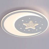 Modern Star and Moon Dimmable LED Ceiling Light Ultra Thin Fixture with Remote Control for Kids Bedroom
