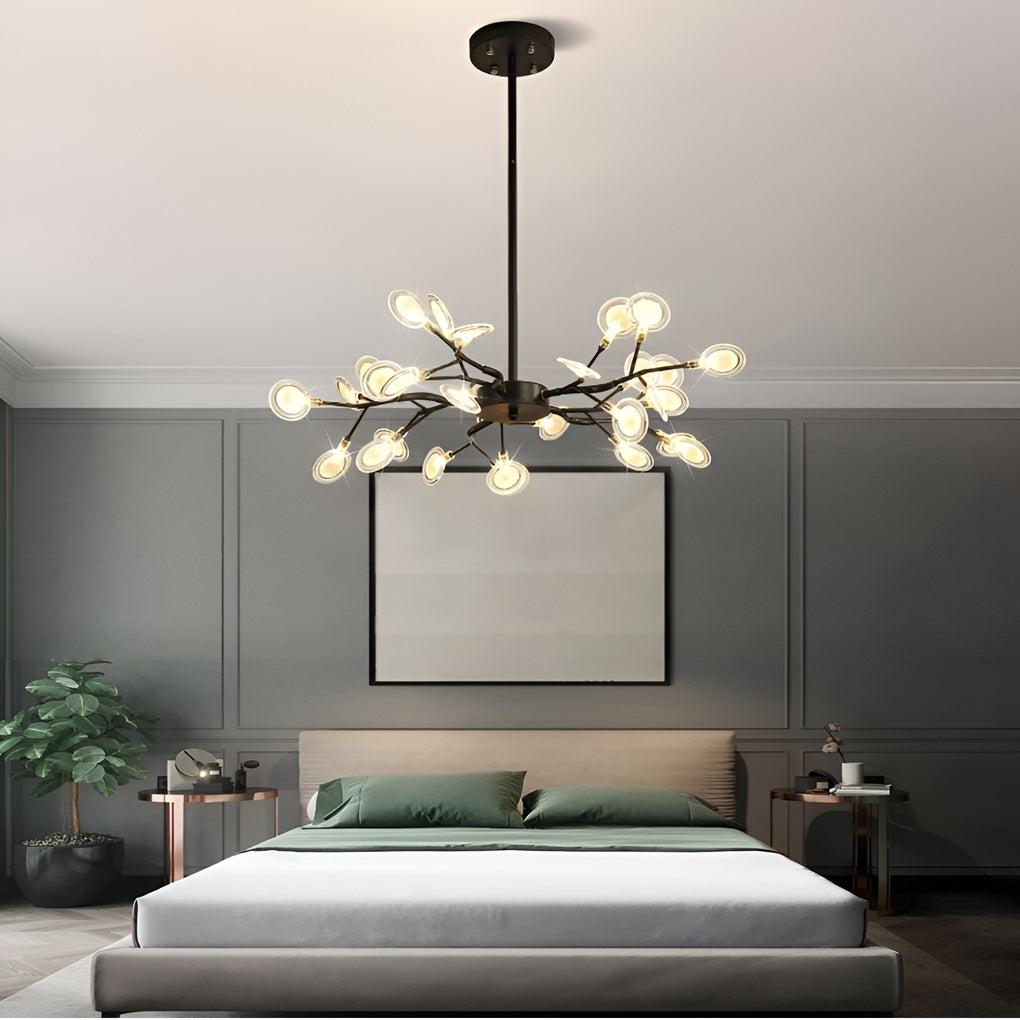 Nordic Firefly Branch Chandelier Modern Metal and Acrylic Hanging Light Fixture