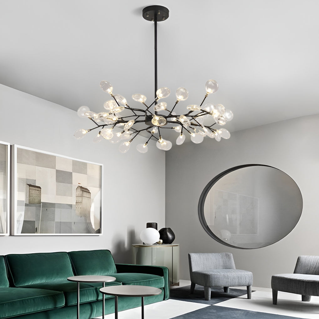 Nordic Firefly Branch Chandelier Modern Metal and Acrylic Hanging Light Fixture