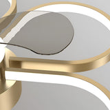 Low Profile Modern Flower LED Ceiling Fan Flush Mount with Reversible DC Motor for Bedroom