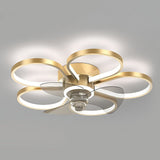 Low Profile Modern Flower LED Ceiling Fan Flush Mount with Reversible DC Motor for Bedroom