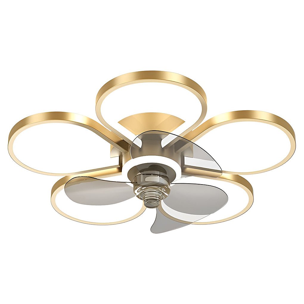 Low Profile Modern Flower LED Ceiling Fan Flush Mount with Reversible DC Motor for Bedroom