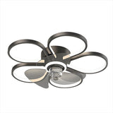 Low Profile Modern Flower LED Ceiling Fan Flush Mount with Reversible DC Motor for Bedroom