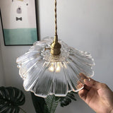 Nordic Flower Shape Glass Pendant Light with Copper Base for Elegant Home Decor
