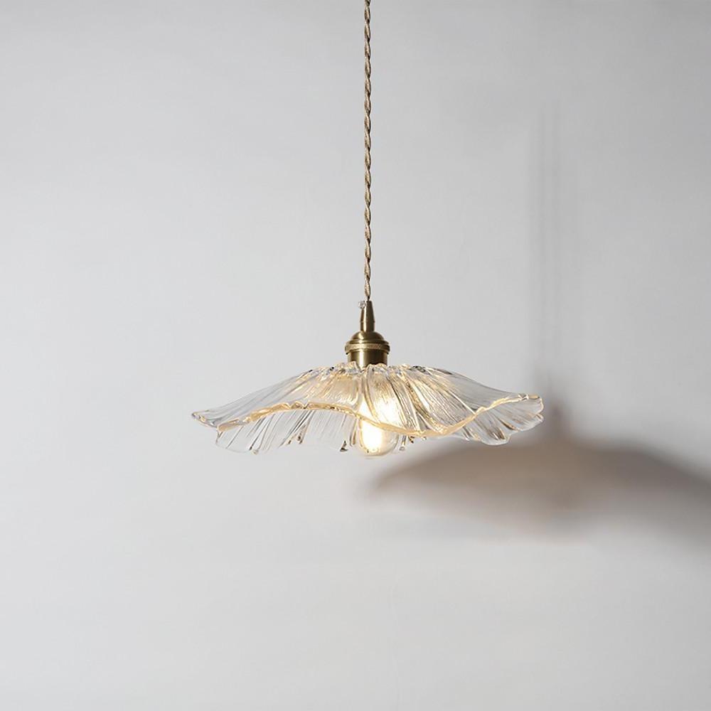 Nordic Flower Shape Glass Pendant Light with Copper Base for Elegant Home Decor