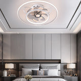 Modern Flush Mount Ceiling Fan with LED Light and Reversible Remote Control Motor for Living Room