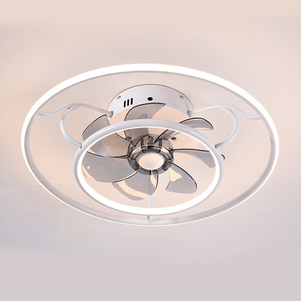Modern Flush Mount Ceiling Fan with LED Light and Reversible Remote Control Motor for Living Room