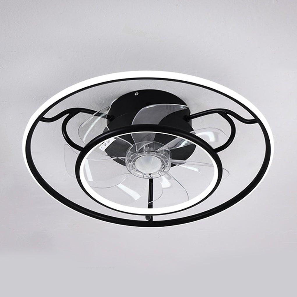 Modern Flush Mount Ceiling Fan with LED Light and Reversible Remote Control Motor for Living Room