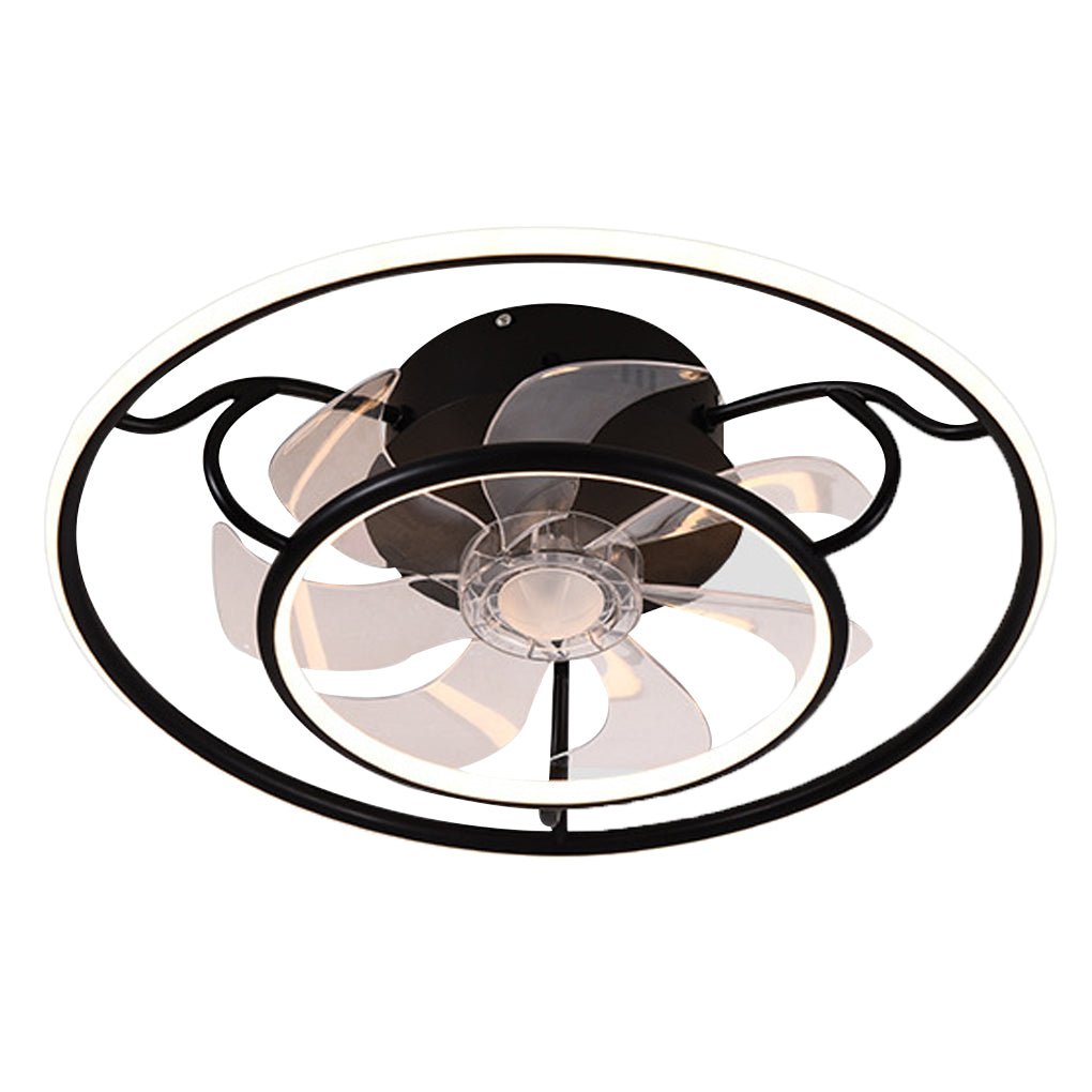 Modern Flush Mount Ceiling Fan with LED Light and Reversible Remote Control Motor for Living Room