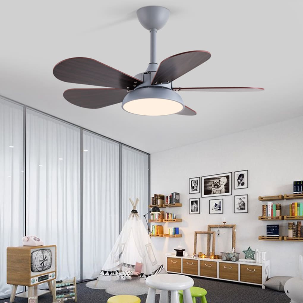 Modern Nordic Reversible Kids Ceiling Fan with LED Light and Remote Control for Bedroom