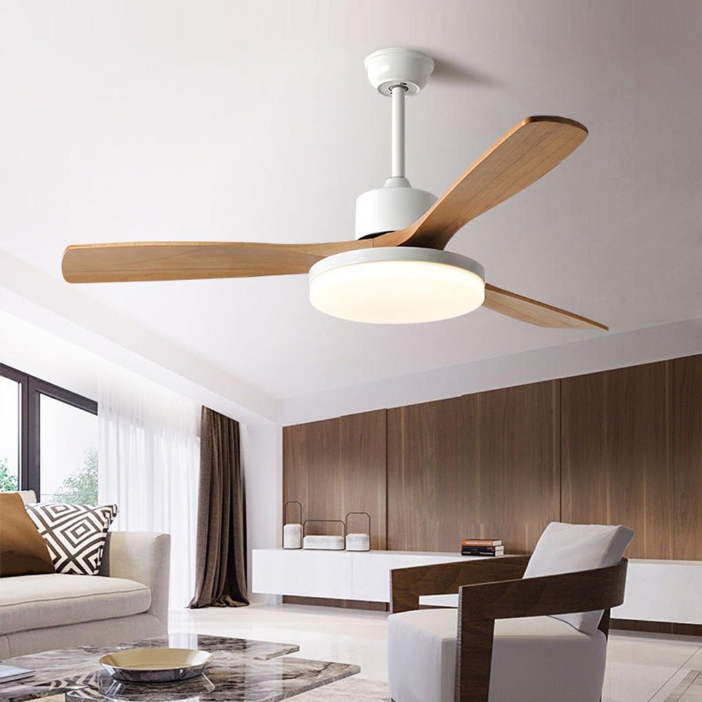 Nordic Dimmable LED Ceiling Fan with 6 Speed Remote Reversible Solid Wood Blades