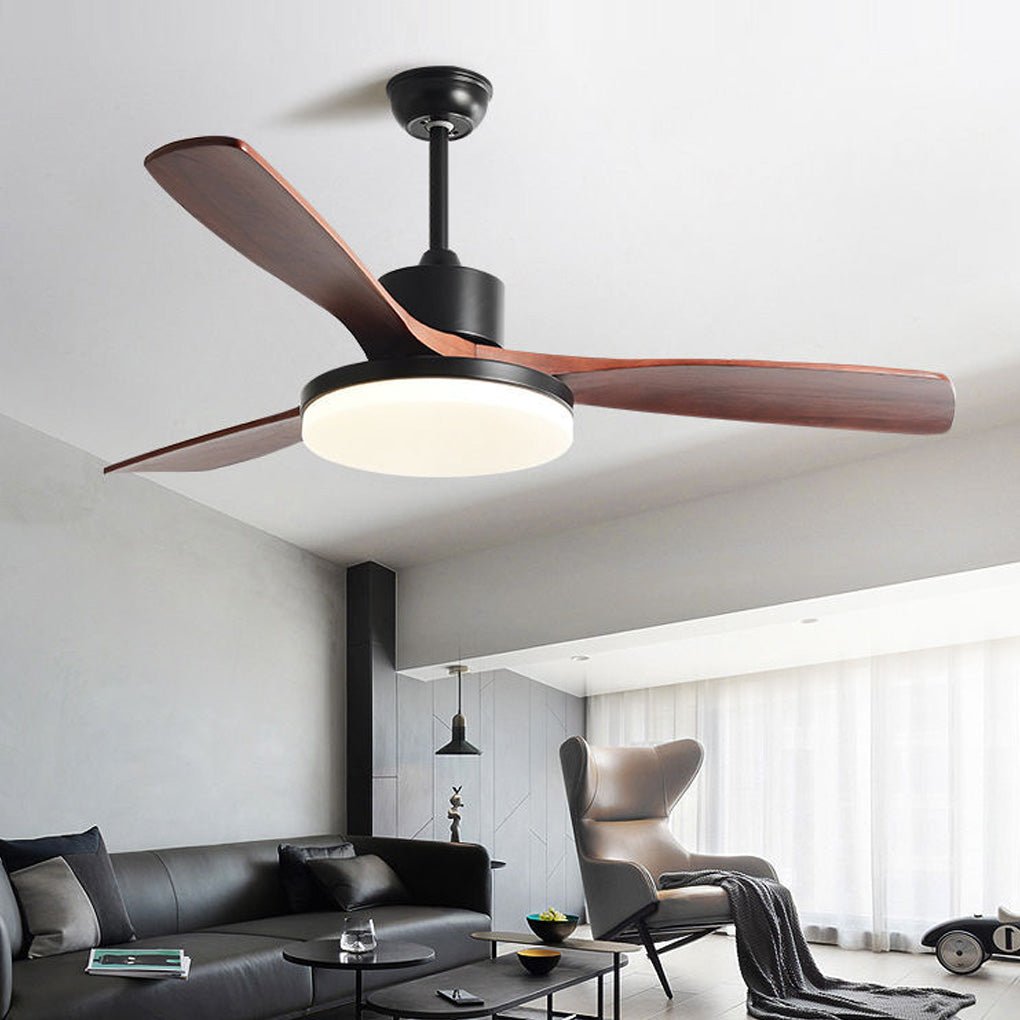 Nordic Dimmable LED Ceiling Fan with 6 Speed Remote Reversible Solid Wood Blades